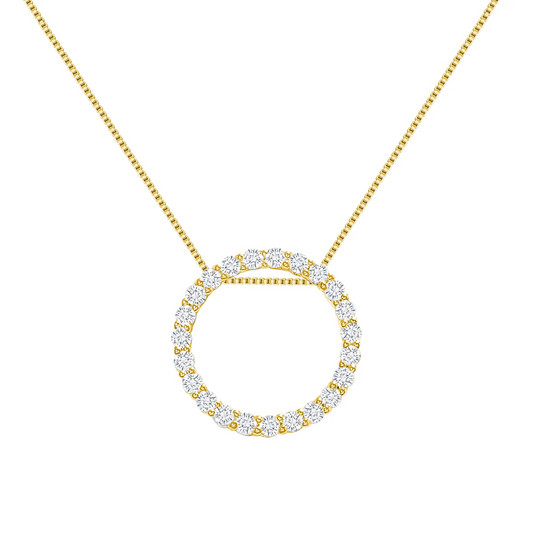 Diamond Circle Pendant Necklace in 14K Gold