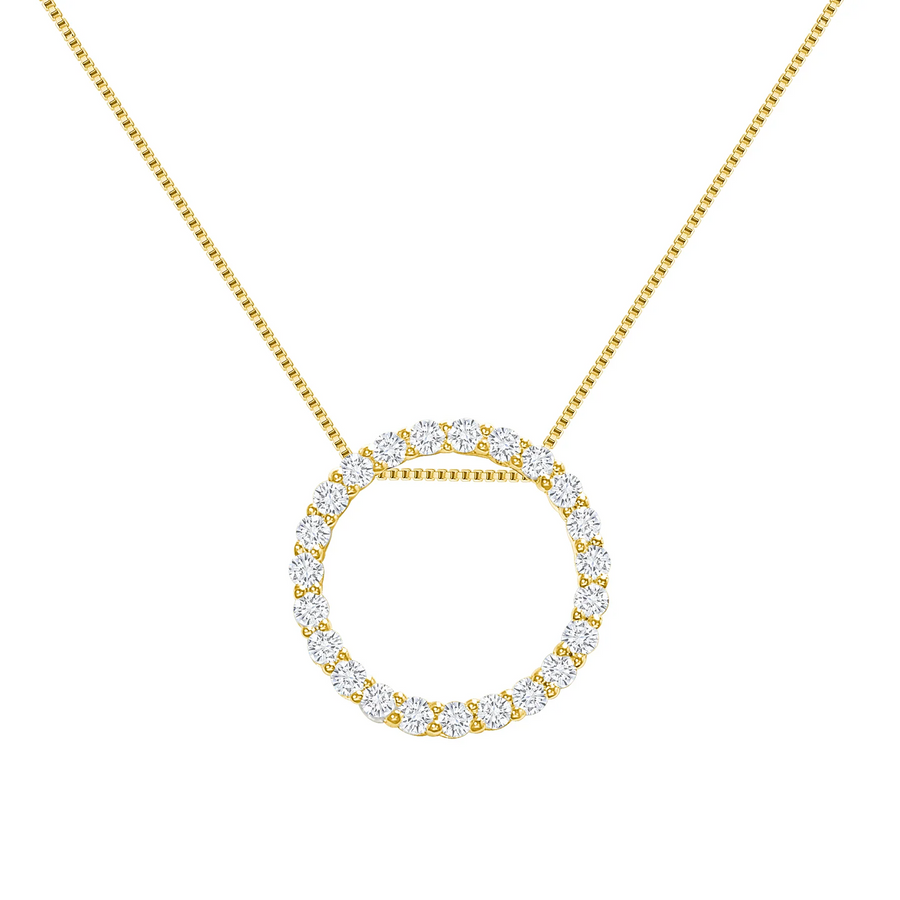 Diamond Circle Pendant Necklace in 14K Gold