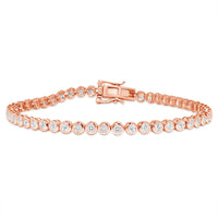 Radiant Bezel Set Round Diamond Tennis Bracelet in 14K Gold