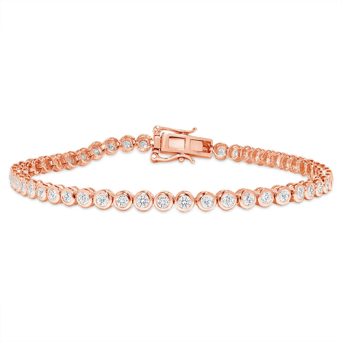 Radiant Bezel Set Round Diamond Tennis Bracelet in 14K Gold