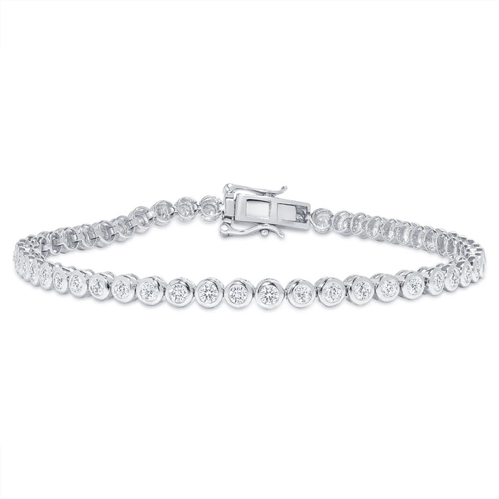 Radiant Bezel Set Round Diamond Tennis Bracelet in 14K Gold