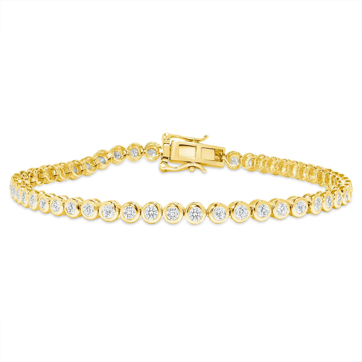 Radiant Bezel Set Round Diamond Tennis Bracelet in 14K Gold