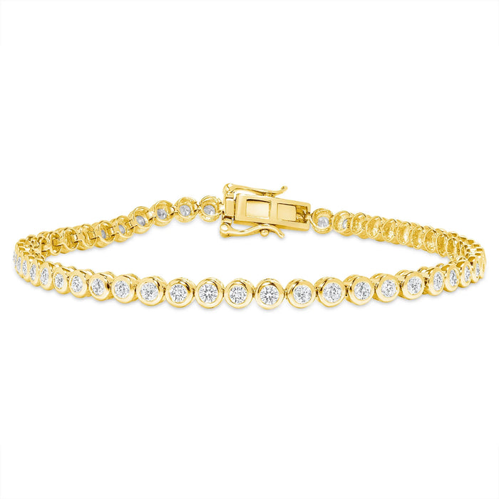 Radiant Bezel Set Round Diamond Tennis Bracelet in 14K Gold