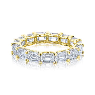 Three Carat Emerald Cut Eternity Band Ring in 14K Gold