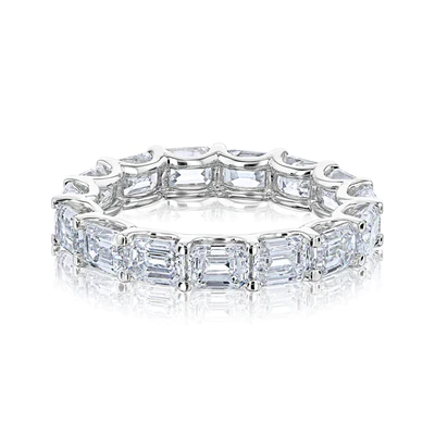 Three Carat Emerald Cut Eternity Band Ring in 14K Gold