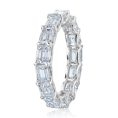 Three Carat Emerald Cut Eternity Band Ring in 14K Gold