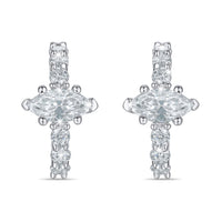 Marquise Center Lab Grown Diamond Huggie Earrings in 14K Gold