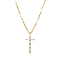 Dainty Letter T Diamond Necklace in 14K Yellow Gold