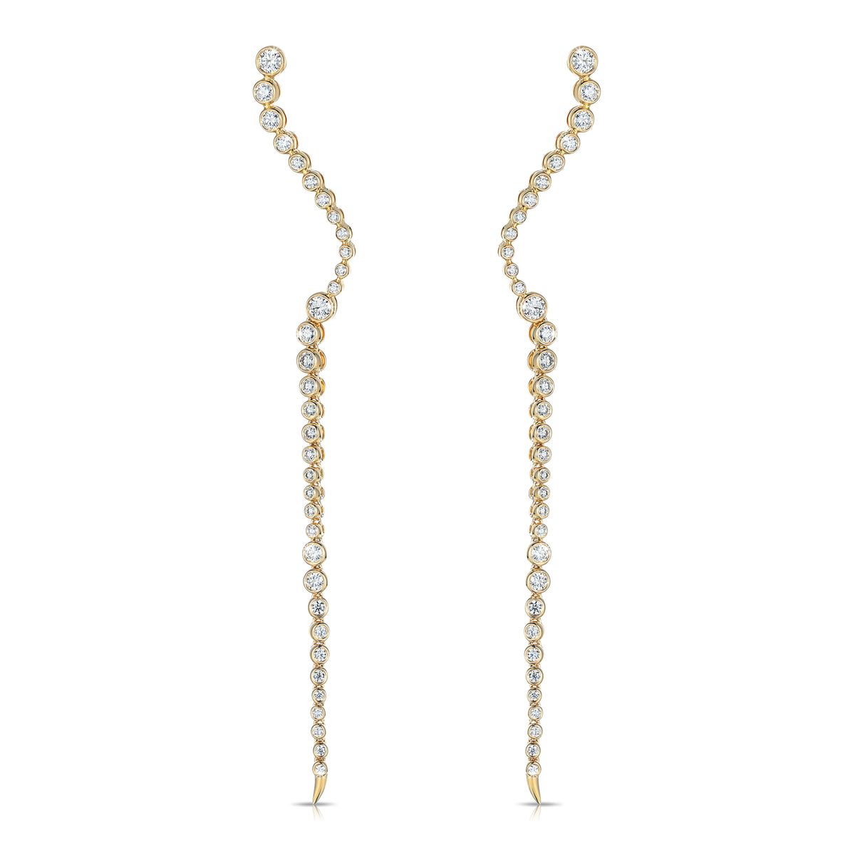 Longevity Round Diamond 14K (or 18k upon request) Yellow Gold Drop Earrings