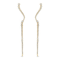 Longevity Round Diamond Drop Earrings in 14K Yellow Gold