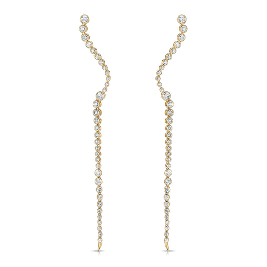 Longevity Round Diamond Drop Earrings in 14K Yellow Gold