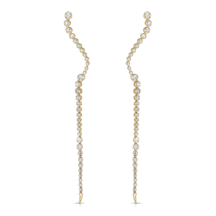 Longevity Round Diamond 14K (or 18k upon request) Yellow Gold Drop Earrings
