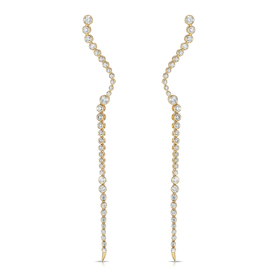 Longevity Round Diamond Drop Earrings in 14K Yellow Gold