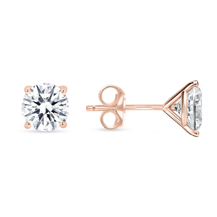 Four Prong Push Back Martini Stud Earrings in 14K Gold