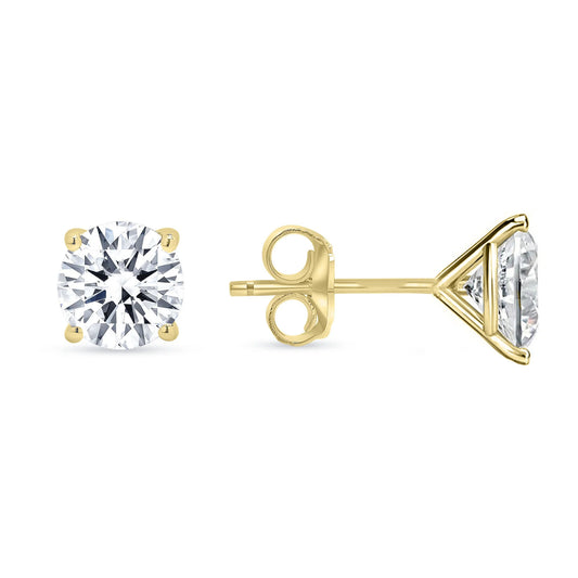 Four Prong Push Back Martini Stud Earrings in 14K Gold