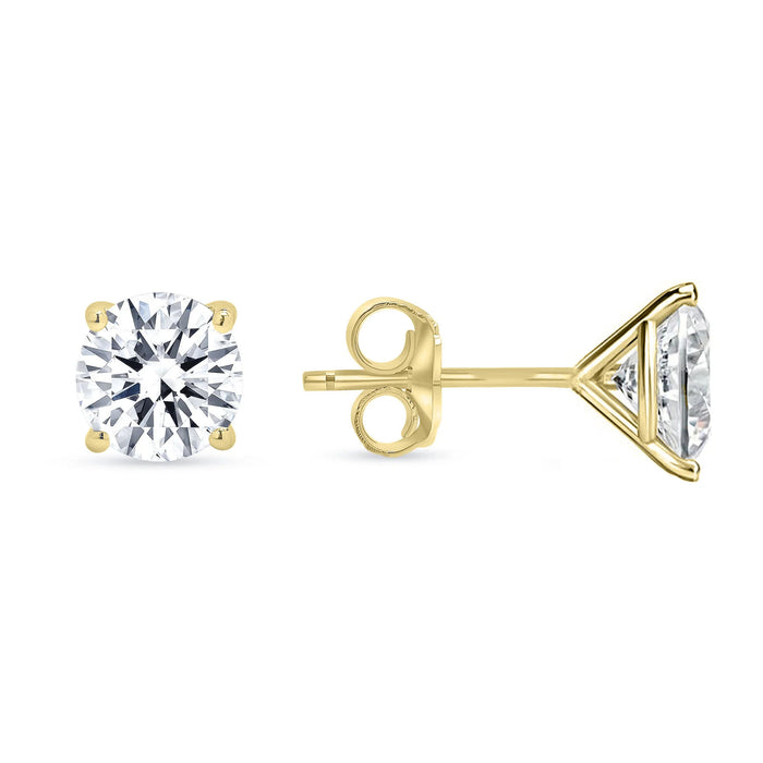 Four Prong Push Back Martini Stud Earrings in 14K Gold