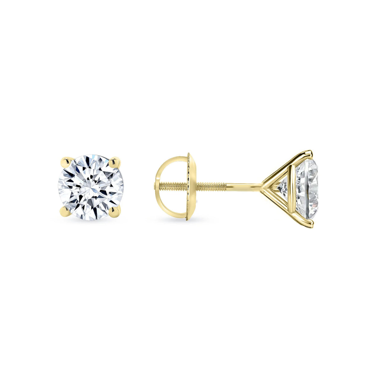 Four Prong Screw Back Martini Stud Earrings in 14K Yellow Gold