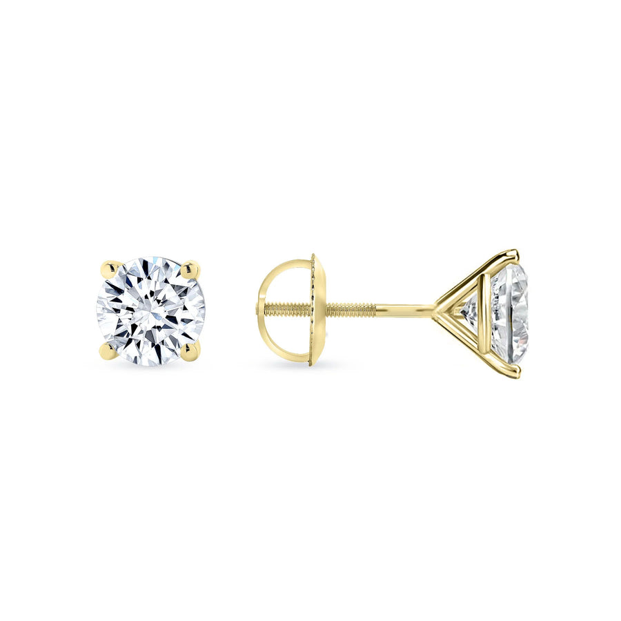 Four Prong Screw Back Martini Stud Earrings in 14K Yellow Gold