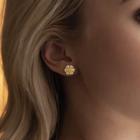 Masterful Flower Cut Diamond Stud Earrings in 14K Yellow Gold