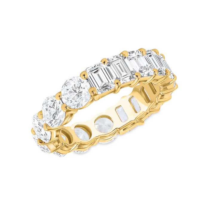 Emerald Round Cut Diamond Eternity Band Ring in 14K Gold