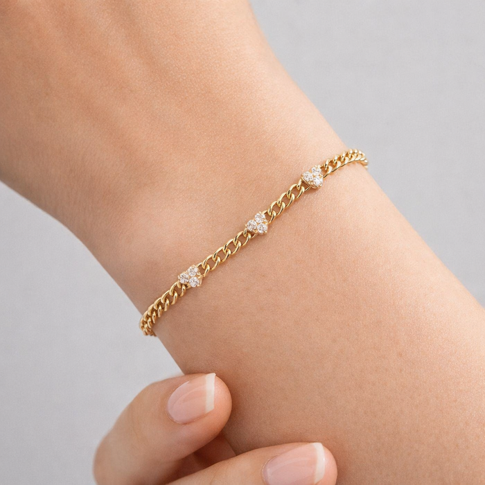 Heartbeats Diamond Accent Chain Bracelet in 14K Yellow Gold
