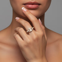 Pave Chain Diamond Link Ring in 14K Yellow Gold