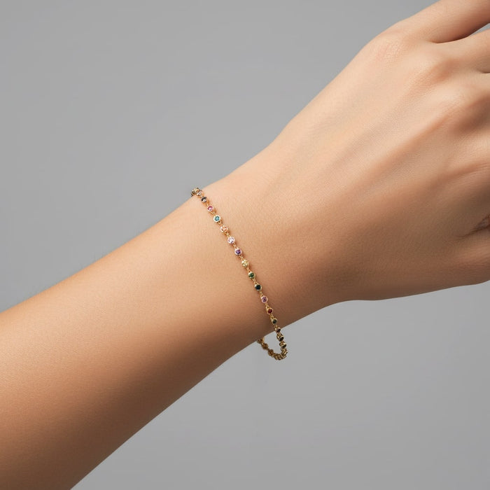 Aquatic Bliss Multi-Sapphire Tennis Bracelet in 14K Yellow Gold