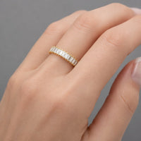 Two-Tone Silver Baguette Diamond Ring in 14K Gold