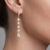 Diamond Light Radiant Drop Earrings in 14K Yellow Gold