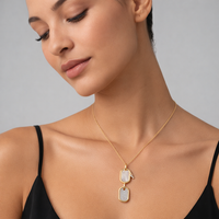 Pearl Charm Pendant Diamond Necklace in 14K Yellow Gold