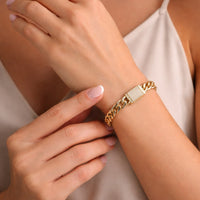 Cuban Link Round Diamond Bracelet in 14K Yellow Gold