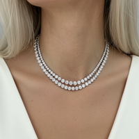 Timeless Straight Tennis Diamond Necklace in 14K White Gold