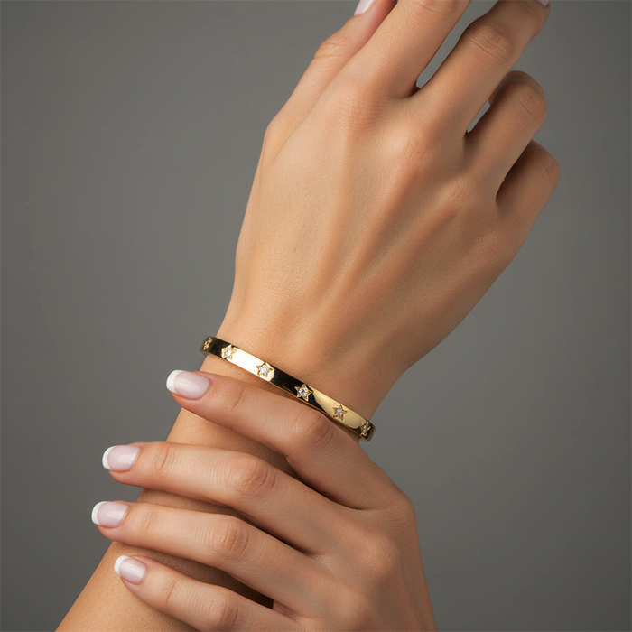 Sapphire Perfect Diamond Bangle Bracelet in 14K Yellow Gold