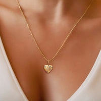 Star Moon Heart Shape Pendant Necklace in 14K Yellow Gold