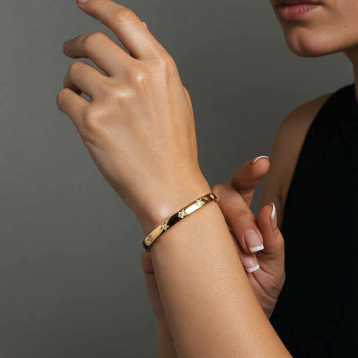 Sapphire Perfect Diamond Bangle Bracelet in 14K Yellow Gold