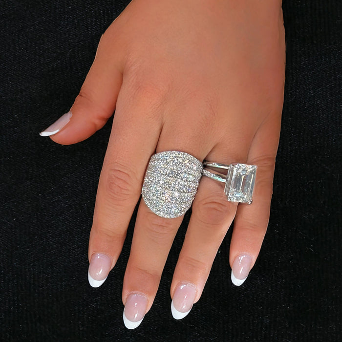 Oversized Micro Pave Statement Ring in 18K White Gold
