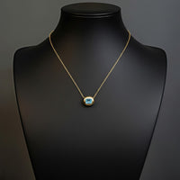 Emerald-Cut Blue Topaz Solitaire Necklace in 14K Yellow Gold