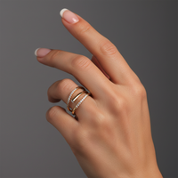 Modern Twist Wrap Style Diamond Ring in 14K Yellow Gold