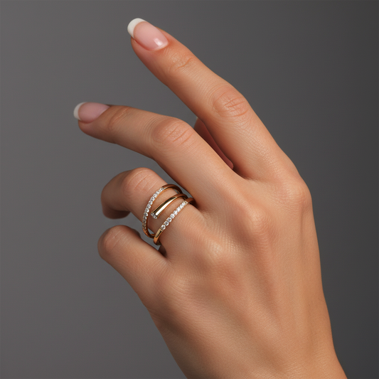 Modern Twist Wrap Style Diamond Ring in 14K Yellow Gold