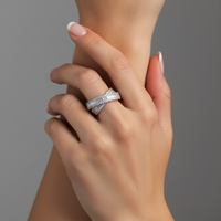 Statement Crossover Band Diamond Layered Ring in 14K White Gold