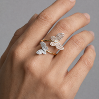 Butterfly Bloom Dual Tone Ring in 18K Yellow Gold