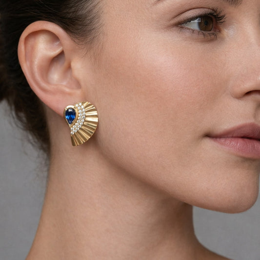 Spinal Diamond Stud Earrings in 14K Yellow Gold
