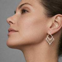 Pave Angular Diamond Drop Earrings in 14K Yellow Gold