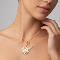 Celestial Moon Star Charm Pendant Necklace in 14K Yellow Gold