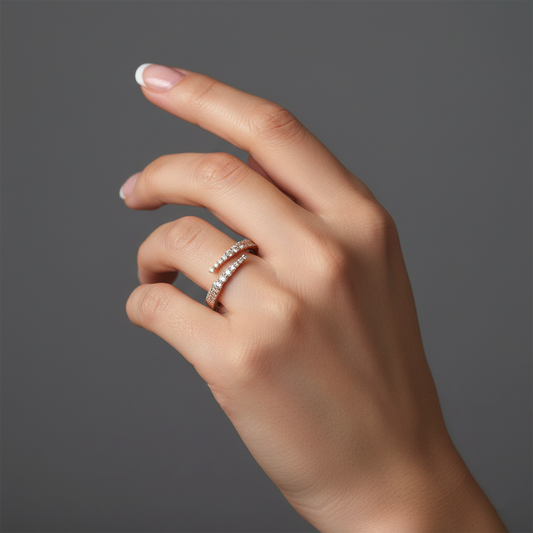 Wrap Band Minimal Pave Diamond Open Ring in 14K Yellow Gold