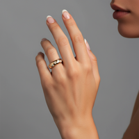 Contemporary Wide Band Flush Diamond Ring in 14K Yellow Gold