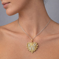 Diamond Love Heart Charm Pendant Necklace in 14K Yellow Gold