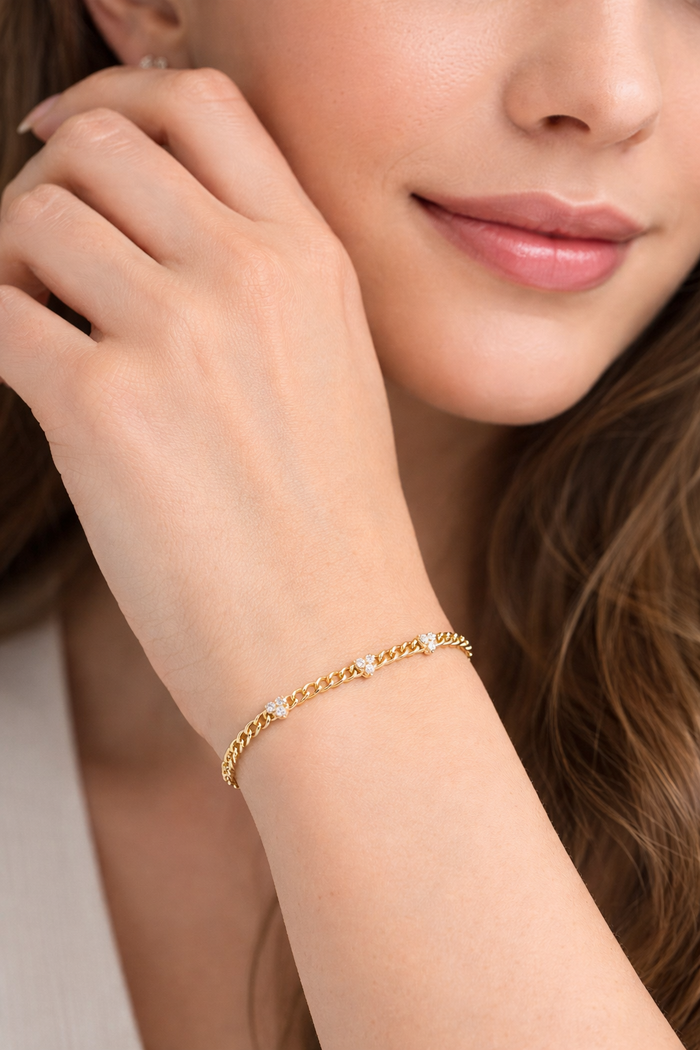 Heartbeats Diamond Accent Chain Bracelet in 14K Yellow Gold