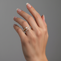 Modern Wrap Pave Pear Cut Diamond Ring in 14K Yellow Gold