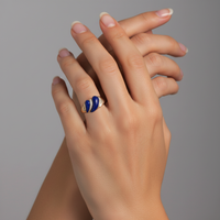 Statement Ring Lapis Diamond Ring in 14K Yellow Gold